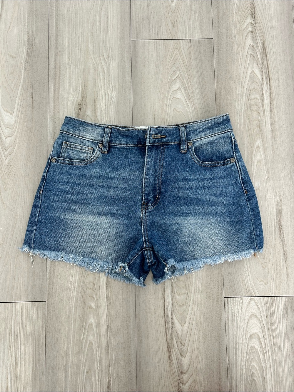 Project Rebel Frayed Hem Blue Denim Jean Shorts